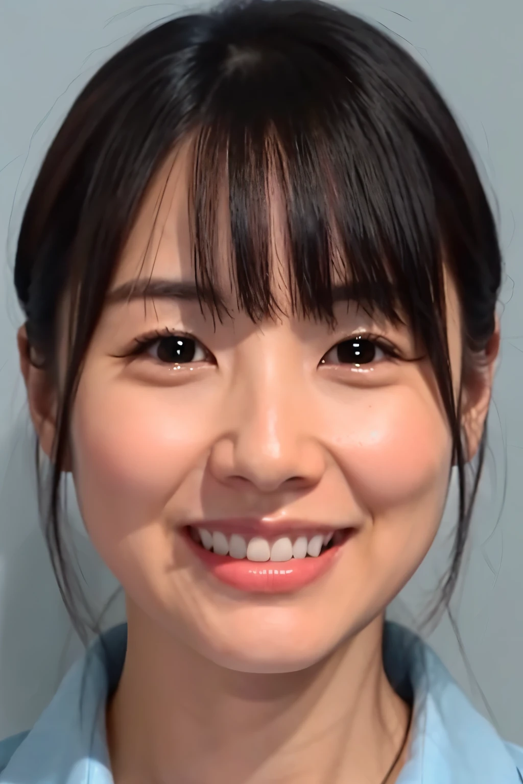 (Highest quality、Tabletop、、Best image quality、Award-winning works)、(Face close-up:1.1)、smile、Glowing White Skin、Very light skin、(nude:1.2)