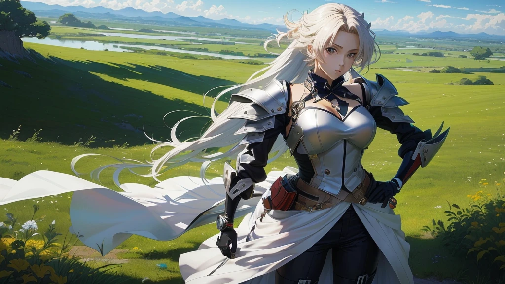 anime - image de style d'une femme en armure debout dans un champ, cushart krenz art clé féminin, artgerm et atey ghailan, 2. oeuvre fantastique d'anime cgi 5 d, Magnifique paladin femelle, par Krenz Cushart, d'une belle femme chevalier, fille en armure, Krenz Cushart et Artgerm, art de personnage époustouflant