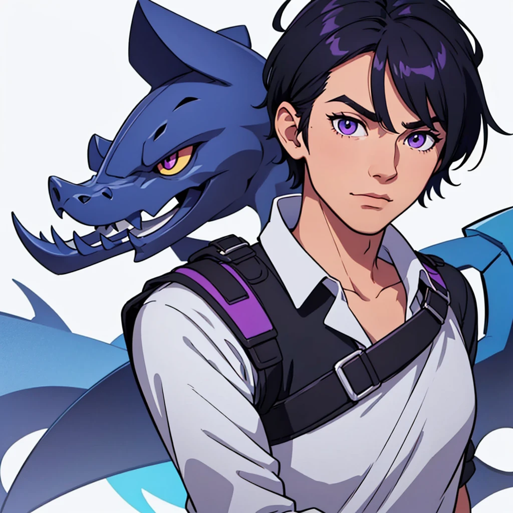 full face visible, looking towards camera, looking forward, short black hair, highres, high resolution, masterpiece, wide purple eyes, talking, neutral face, confident, masterpiece, best quality, highres, 1 man, 1 person, 1 entity, Baro Shoei blue lock, extremely short hair, black hair, short hair, teenager, colorful hair, light background, full body, teenager, colorful parts, symbols, dark , bold, realistic mixing dark lines and loose lines, bold lines, on paper, human man, full body, imposing pose, stylish outfit, dark theme, handsome, attractive, boastful, standing, male, sharp chin, wide jaw, square face, white background, highres, high resolution, masterpiece, raised eyebrows, upraised eyebrows, upturned eyebrows, happy eyes, happy eyebrows