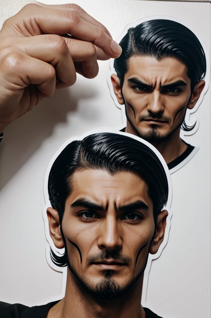 male,Squid face,Scary face,Faces that feel fear,Bad face,Villain,suit,Skinny,Real,Reality,Tokyo Night,Highest quality,Handsome,Hairstyle Center Part,Bikkuriman chocolate sticker style,