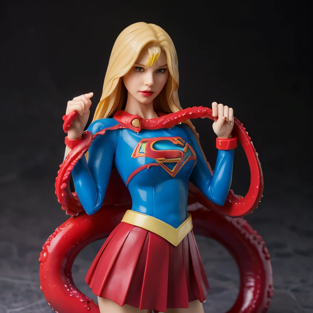 1/6 Supergirl Adult Figures、Cowboy standing pose、Pose with both hands raised、(((A lot of tentacle capsule toys)))、((A Supergirl figurine nestled amongst a bunch of tentacles))、