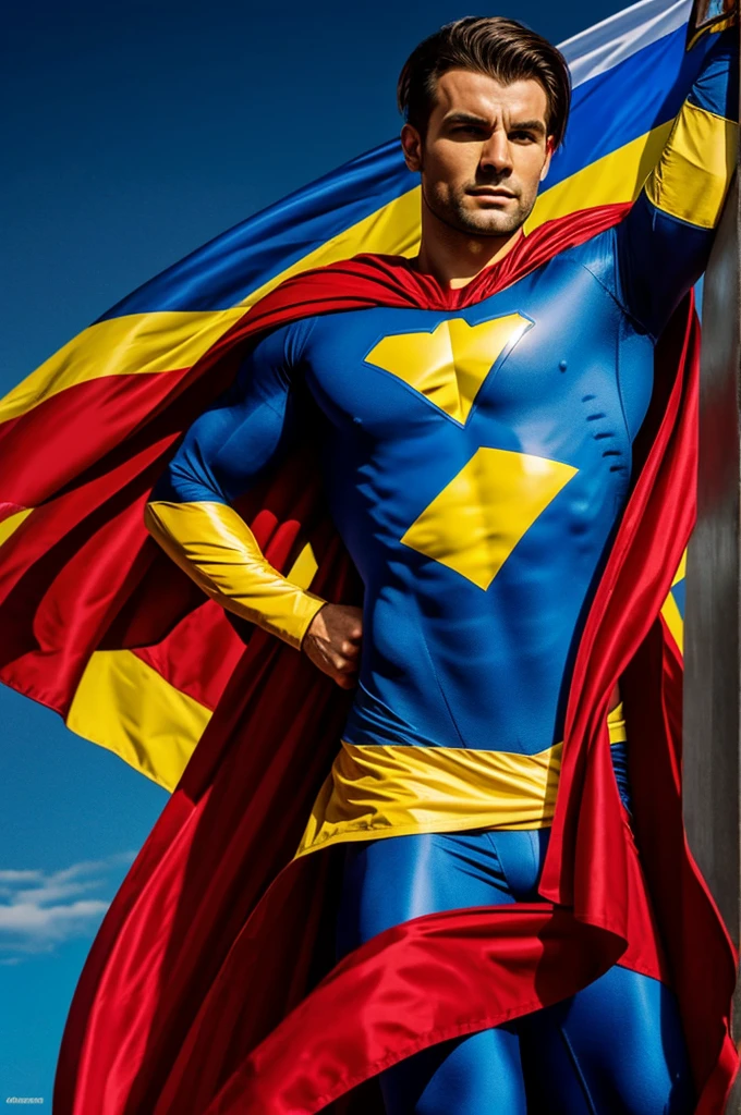 superhero in the tricolor of Romania