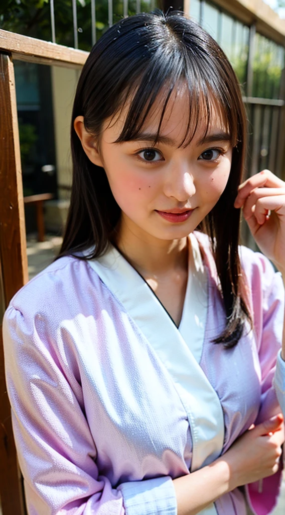 masterpiece, highest quality, 4K, Ultra-high resolution, mishoujo, Painting, Beautiful eyes and fine face, figure, Beautiful details, high resolution figure, Shine_white_particle, One girl, Small breasts、Large Breasts、High 、Japanese、Japanese Idols、A kind smile、