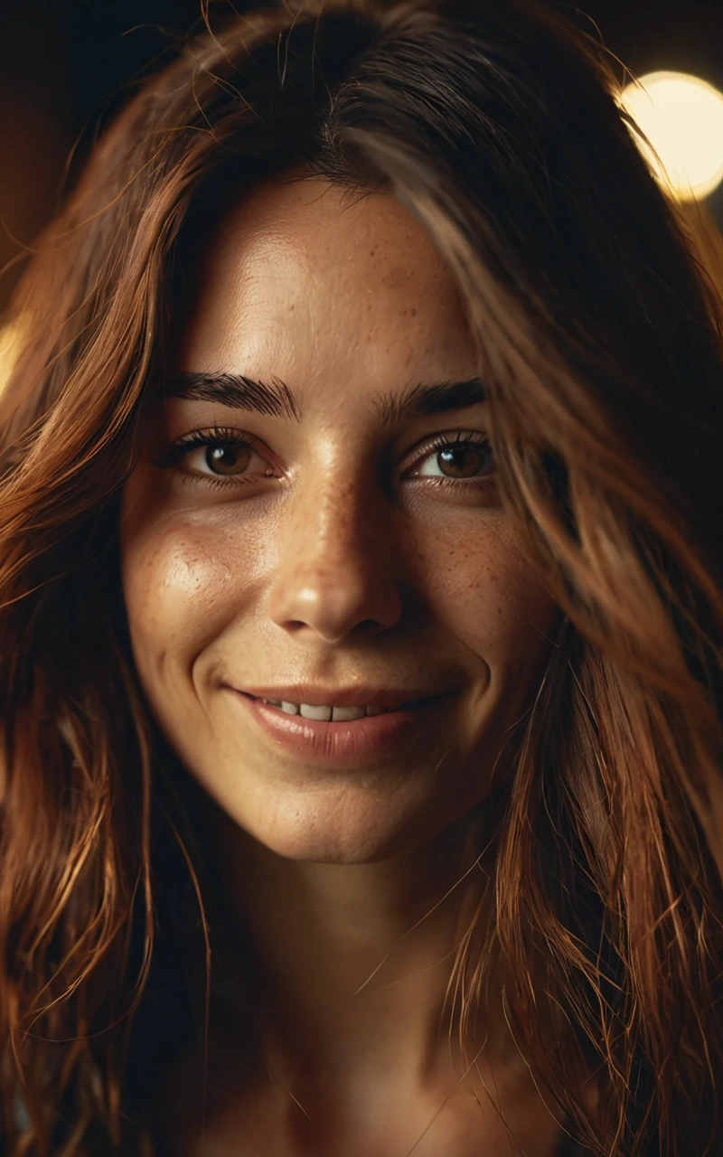 closeup portrait,Surreal,amazing quality,masterpiece,best quality,awesome,inspiring,a light smiling amused woman with hair over her eyes,hair completely covers her face. cinematic composition,soft shadows,atmospheric haze,Film grain,cinematic film still,shallow depth of field,highly detailed,high budget,cinemascope,moody,epic,2000s vintage RAW photo,photorealistic,candid camera,color graded cinematic,atmospheric lighting,imperfections,natural,shallow dof