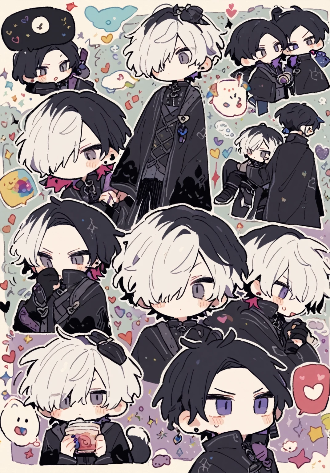 tegaki chibi 2boys gay male relationship Gothic