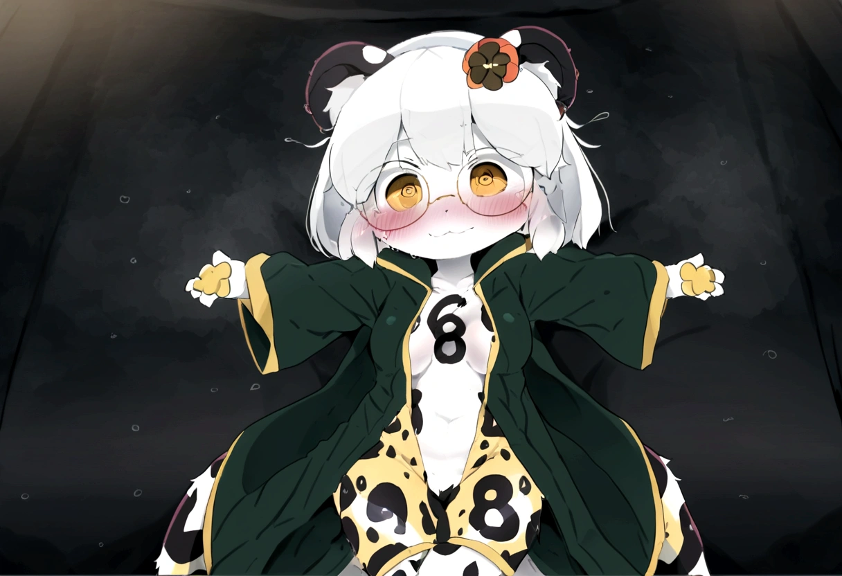 Furry, A woman, Glasses, score_9, score_8_up, score_7_up, score_6_up, source_anime, rating_safe, dagasi_style, furry, cheetah, white skin, , furry female