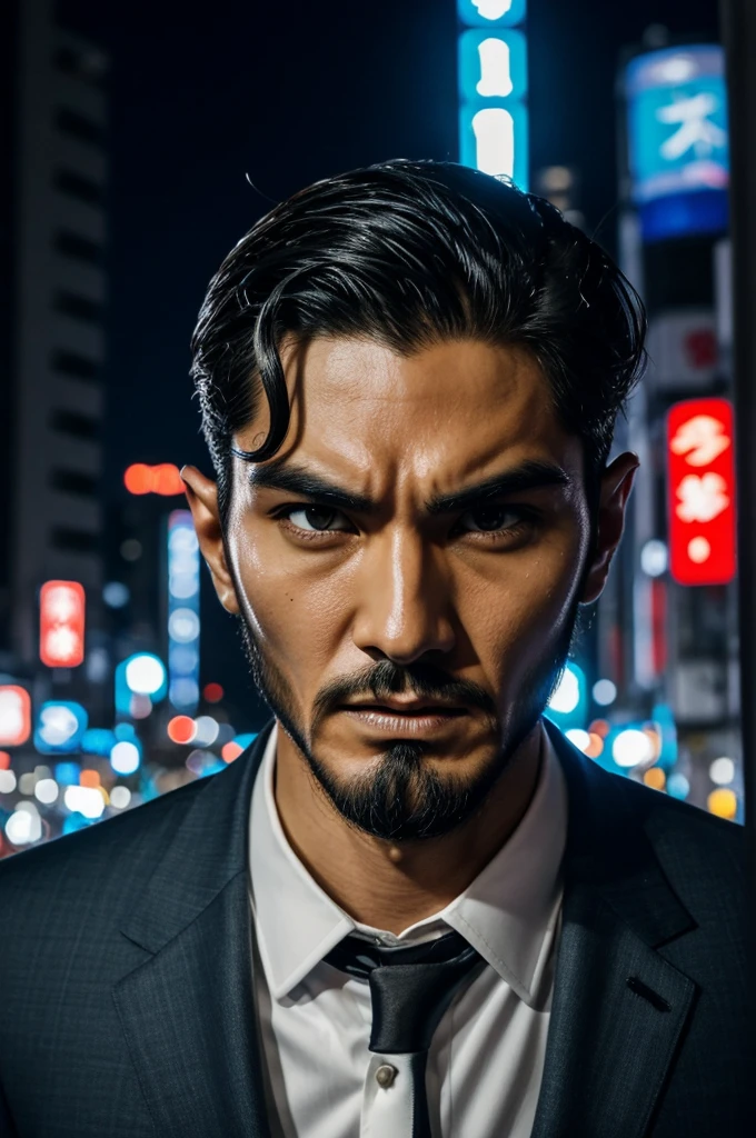 male,cool,Squid face,Scary face,Faces that feel fear,Bad face,Villain,suit,Skinny,Real,Reality,Tokyo Night,Highest quality,Handsome,