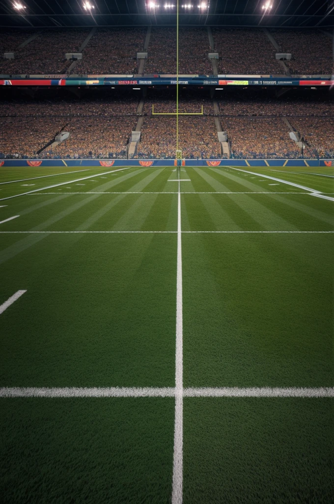 3d image of“Amidst the roar of the crowd, two rival football teams clash on the lush green field of the stadium. The home team, adorned in their iconic colors, fights to defend their turf. Meanwhile, the visiting team, equally determined, aims to upset the balance. The air is charged with anticipation as the players sprint, tackle, and strategize, each pass echoing through the stands. Who will emerge victor, wallpaper art, Promo art design, octane render, masterpiece detail,