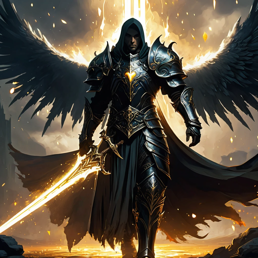 Imagine a black-haired paladin standing resolute in the heart of a dark medieval fantasy realm, clad in armor forged from gleaming black and gold, each piece intricately etched with ancient runes that pulse with faint, ominous light. His armor, though imposing, moves with a deceptive grace as he wields an ancient sword—a blade rumored to have been forged in the heart of a fallen star.
His eyes, a piercing shade of amber, reflect both the weight of his duty and the fiery determination burning within. Around him, the air is thick with the scent of burning embers and the distant rumble of approaching storm clouds that cast an eerie twilight over the forsaken landscape.
The paladin's presence alone brings a sense of hope amidst the darkness, yet his aura holds a solemn reminder of the sacrifices made and the battles yet to come. Shadows dance at the edges of his golden-black armor, offering a stark contrast to the ethereal glow emanating from his sword, which seems to hum with an ancient power waiting to be unleashed.
Capture the essence of valor and resilience embodied by this black-haired paladin in the dark medieval fantasy world, where tales of heroism and redemption intertwine with the relentless struggle against encroaching darkness and ancient evils.
