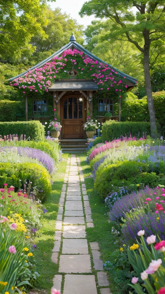 Flower Garden、fairy tale、small house、trail
