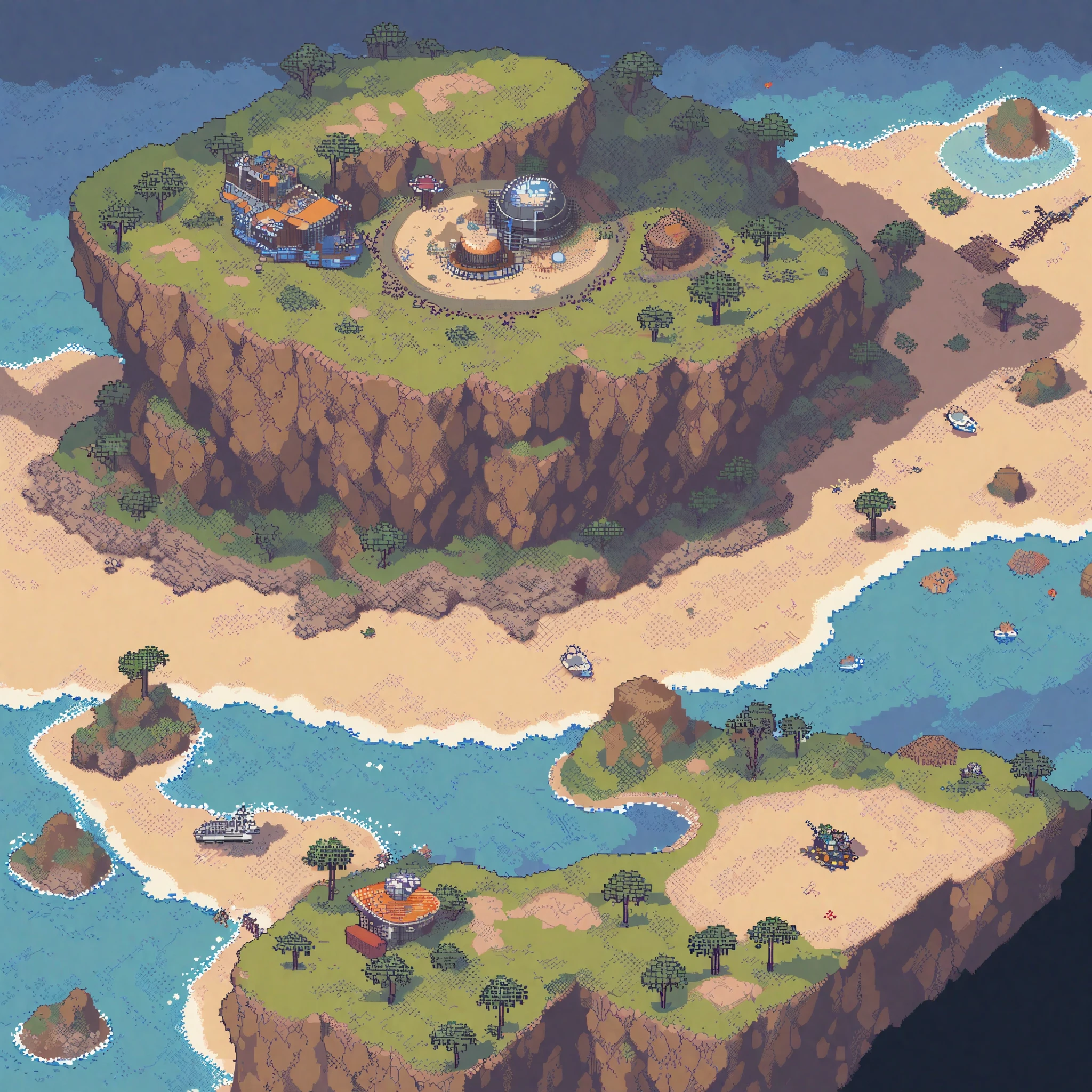 (masterpiece, best quality:1.2), Pixel Art,Land Space,beach
