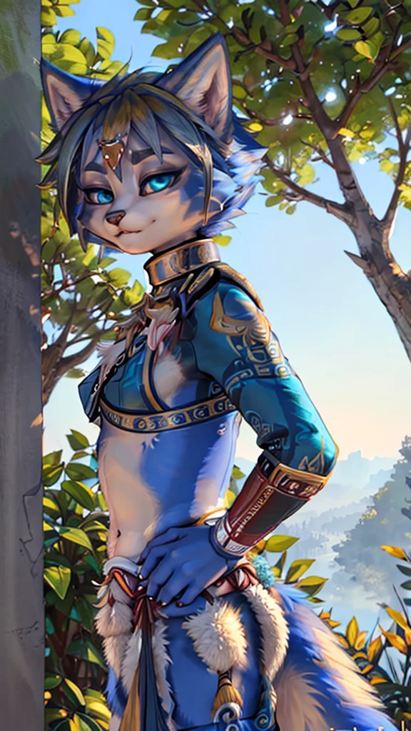 A beautiful and detailed (sweet picture) of ((Krystal)), Star Fox Krystal, detallierte augen, green eyes, medium breasts, (((Long blue hair 1.3))),  ((black hair tips)), Decollete, anthro, furry, Uploaded E621, detailed fluffy fur, (wa Fluff-Kevlar, Bayard Wu, Personalami, Pino Daeni), detailed face, (fluffy), 1 girl, alone, brüste sind verdeckt 
