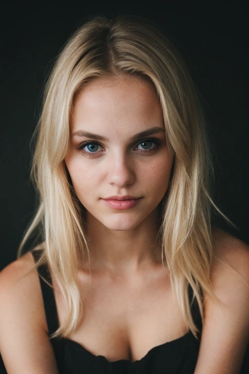 Super cute blonde woman in dark theme