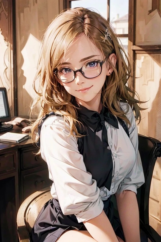 Masterpiece, 最high quality, high quality, High resolution, high quality texture, high quality shadows, High resolution, Beautiful details, Detailed CG, Detailed Texture, Realistic representation of face, Realistic, colorful, delicate, Cinematic Light, Side light, Lens flare, Ray Tracing, sharp concentrated, (1 Girl,concentrated:1.3), ( Intricate details, compensate, PureErosFaceV1:0.5), (細部まで美しいdelicateな顔, 緻密で美しいdelicateな瞳, Perfect Facial Proportions, Dense skin, Optimal ratio of four fingers to one thumb,Unified 8k wallpaper, Arms under chest, Modest chest, Wide Hips, Smooth upper abdomen, 30 years old, blue eyes, glasses,cabin attendant uniform,white blouse,tight fitting black skirt,black stockings, excellent secretary ,working as a secretary, wooden desk, wooden chair, house wife, the gaze of true love, lips of temptation, A look full of compassion ,a smile full of love, i love you, Acting lovey-dovey, air fortress hair, blonde hair, I love you so much I'm crazy,i love you