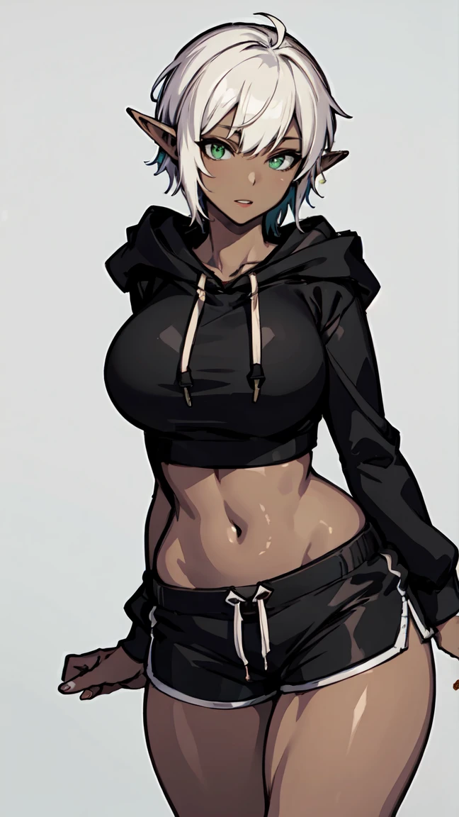 nanakusa nazuna,
1girl, bangs, bare shoulders, black nails, braid, breasts, cleavage cutout, clothing cutout, grin, groin, hair rings, hand on hip, hand up, jacket, light purple hair, long sleeves, looking at viewer, nail polish, navel, open clothes, open jacket, sleeveless, sleeveless turtleneck, sleeveless turtleneck crop top, smile, solo, turtleneck, w, nipples showing