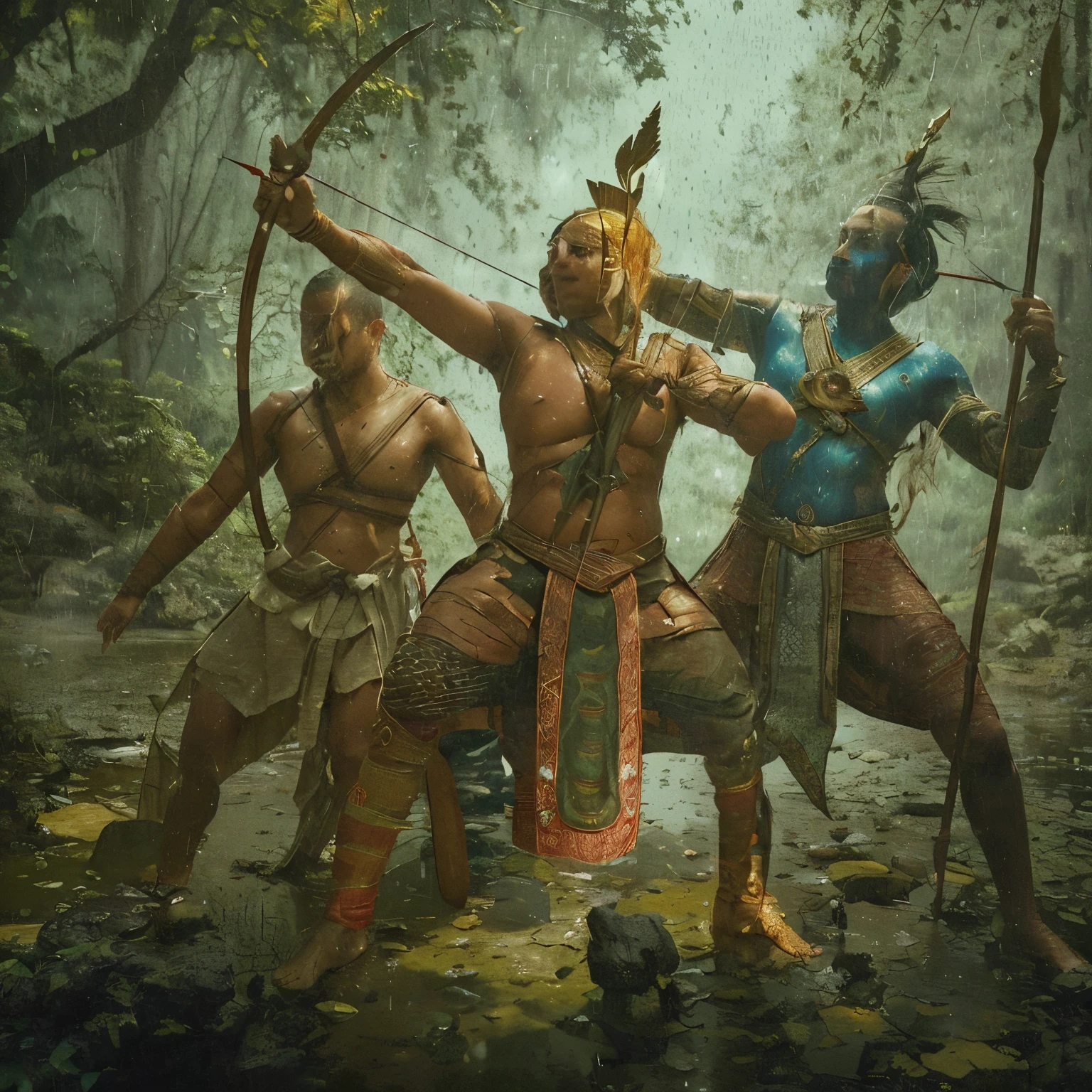 Mora Preechha, skilled in magic boat crafting, Sannan with mysterious knowledge, and Brahmin Wichai, the prideful warrior with a seven-arrow bow, became friends. Together, they traveled freely using magic, summoning wind and rain at will. Their goal: to learn the art of war and vanquish their enemies with unerring aim. 
