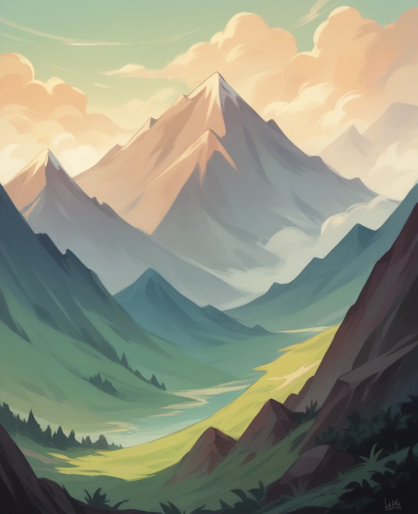 Male anime character for a YouTube channel on top of a mountain