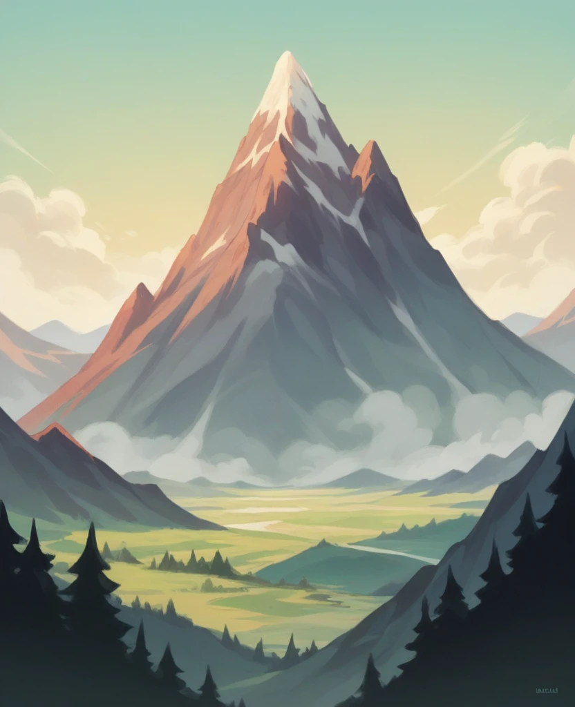 Male anime character for a YouTube channel on top of a mountain 