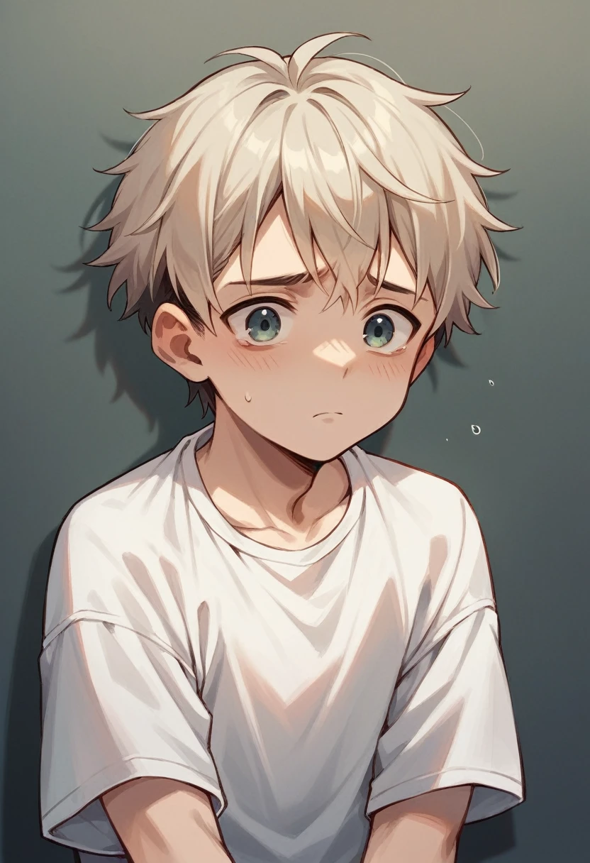 A sad cute boy like anime side face