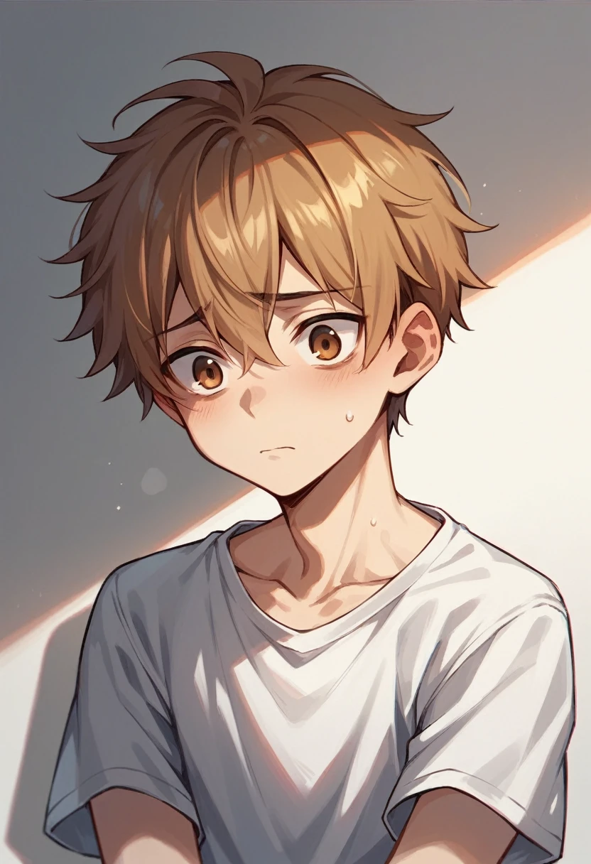 A sad cute boy like anime side face