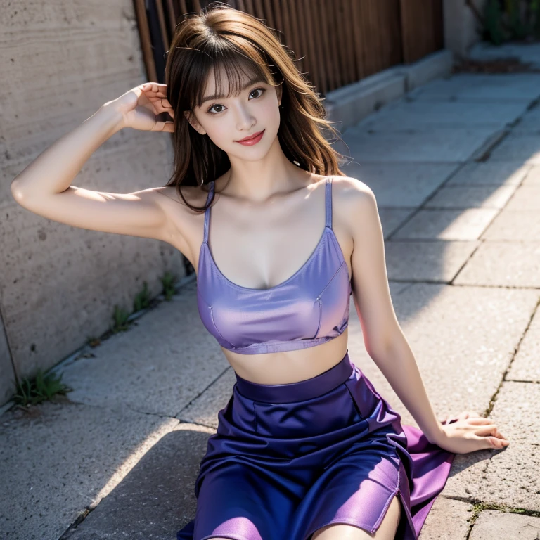 (from above:1.2),(from side:0.9), (Close-Up:0.6), highest quality、(real、photorealistic:1.4)、(RAW photo:1.2)(Curve,Model,glamor:1.5),Beautiful breasts,colour_aberration,beautiful detailed shadow,Beautiful eyes,Beautiful body,Beautiful skin,beautifull hands,(medium_breasts:1.5),1 girl in, (perky chest:1.2), (pointed chest:1.2), dark bronde hair,long hair,side ponytail,hair between eyes,bangs,Purplish brown eyes that dreamers desire, (Blonde hair) , small stature, Colossal tits, Lori, (masutepiece:1.2, Best Quality), (finely detailed beautiful eye: 1.2), (beautifull detailed face), (Best Illumination, extremely delicate and beautiful), ((Cinematic Light)), Dramatic light,Ultra Contrast、Braid a little around the ears, clavicle, red long dress、only has 5 fingers,Her pussy is visible through the see-through white thong、Wet pants、You can see inside your underwear、full of sweat、mocking look、diaper、nffsw,Arms crossed、grab the arm、Shoot from below、The angle is as seen from below.、Best Quality、Large breastuscular pussy:1.2、Pubic hair,high-level image quality、hightquality、8K,perfect hand、5 fingers、finger pin、Perfect Finger、see-through T back、Naked、noise cut、bullet hand、Her hair color should have been a brighter brown,The skirt part is also carefully expressed,brown skirt、the skirt is floating in the wind:1.3、see-through purple panties、Pubic hair majority,(with sparkling eyes and a contagious smile),her thin pubic hair:1.2, looking at viewer 