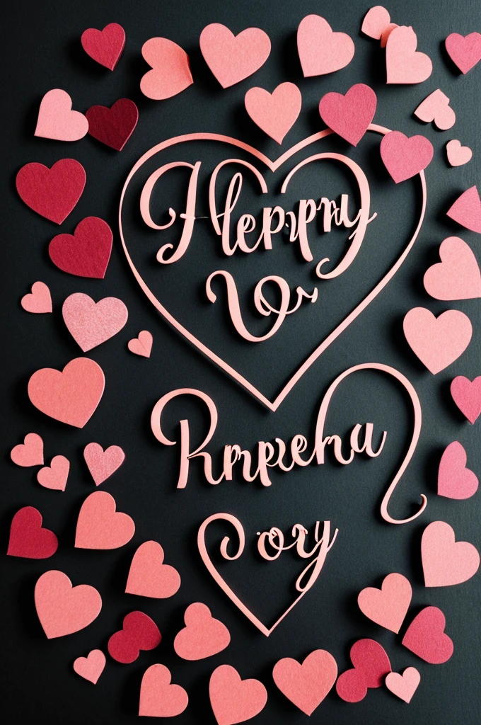 Lettering with happy anniversary with hearts 