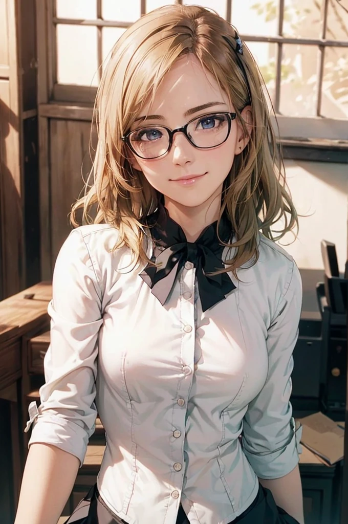 Masterpiece, 最high quality, high quality, High resolution, high quality texture, high quality shadows, High resolution, Beautiful details, Detailed CG, Detailed Texture, Realistic representation of face, Realistic, colorful, delicate, Cinematic Light, Side light, Lens flare, Ray Tracing, sharp concentrated, (1 Girl,concentrated:1.3), ( Intricate details, compensate, PureErosFaceV1:0.5), (細部まで美しいdelicateな顔, 緻密で美しいdelicateな瞳, Perfect Facial Proportions, Dense skin, Optimal ratio of four fingers to one thumb,Unified 8k wallpaper, Arms under chest, Modest chest, Wide Hips, Smooth upper abdomen, 35 years old, blue eyes, glasses, air fortress hair, blonde hair, house wife, the gaze of true love, lips of temptation, A look full of compassion ,a smile full of love, i love you, Acting lovey-dovey, I love you so much I'm crazy,
cabin attendant uniform,white blouse,tight fitting black skirt,black stockings, excellent secretary ,working as a secretary, wooden desk, wooden chair