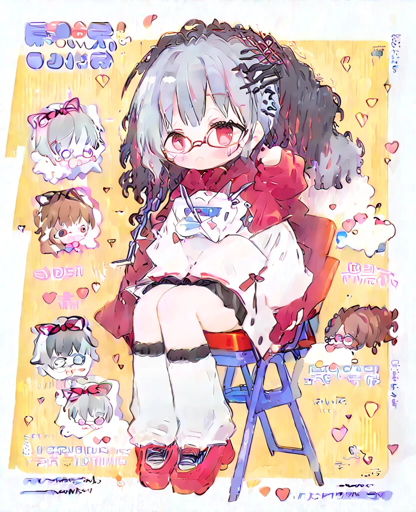 ,NSFW,1girl,Girl with horse ears and tail,Silver Hair,Red eyes,Curly medium short hair,Square glasses,Wearing a large white coat,hoodie,,Dairy-free,garter belt,Troubled expression,Ahegao,Sit on a chair,desk,Character portrait,full Art,比基尼,pussy juice,Open pussy,creampie,Sex