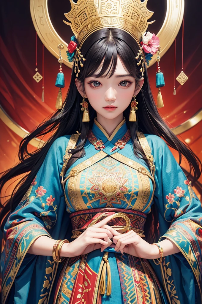 Tujia Pattern, Ethnic Clothing, Highest quality, Ultra HD, Reality, Clothes plan, Detailed pattern, Complex pattern, Vibrant colors, Clear details, Symmetrical design, No Characters, Clothes only, No background distractions, Real Texture, Realistic materials, high resolution, Clear Edges, Exquisite craftsmanship
