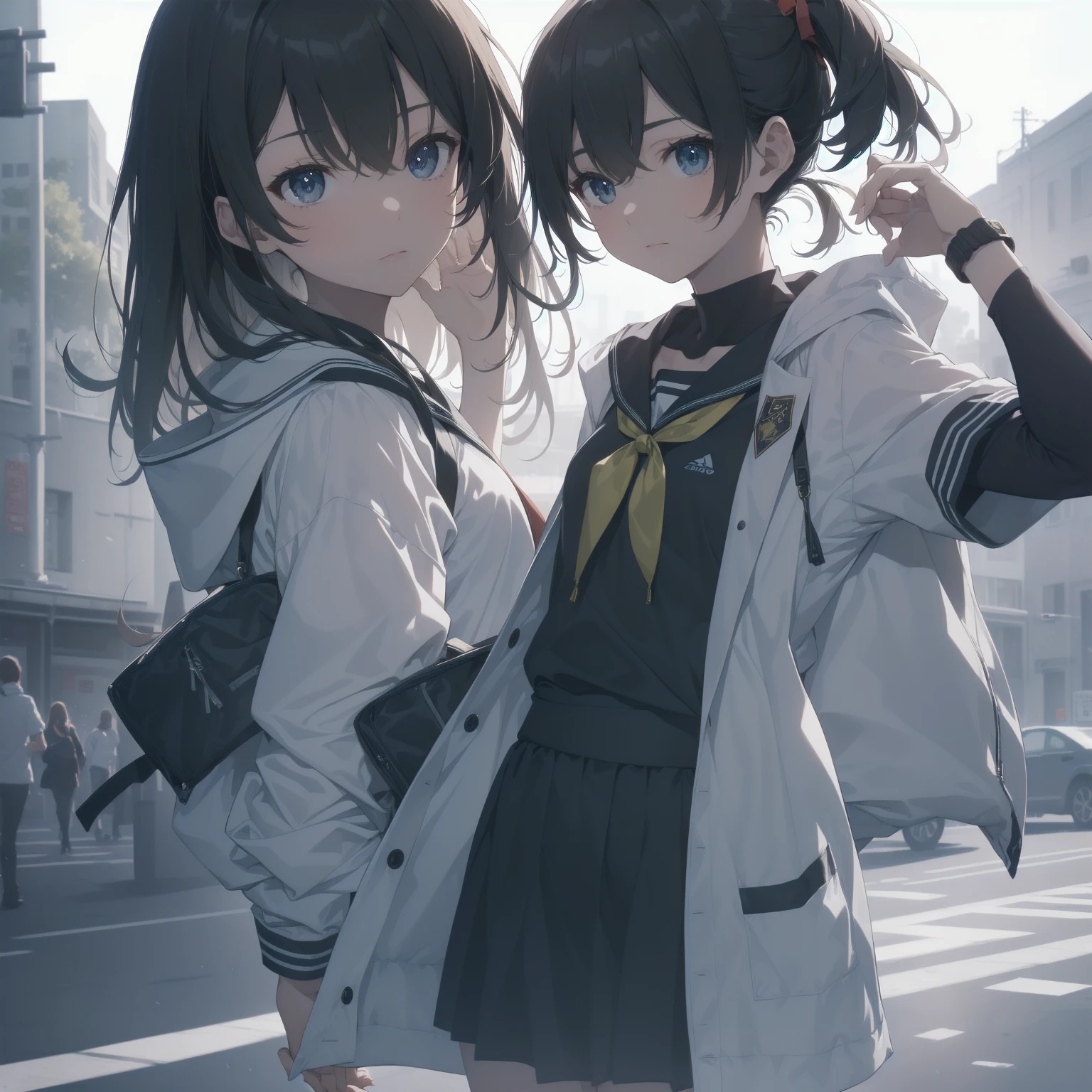 ultra-absurdres-Top quality by artist God, ultra-detailed, high resolution, anime moe artstyle, best anime 8k konachan wallpaper, pixiv contest winner, pool:2810, perfect anatomy,break, 1girl, (Please draw a girl walking sleepily to school alone. )break,(Solo,little female, 13-year-old:1.3),Full limbs, complete fingers,a junior high school student, (very short hair), short cut, flat chest, , small butt, small black eyes, beautiful detailed eyes, well-proportioned iris and pupils, expressive eyes, highres detailed hair, soft expression, salor school_uniform, sailor collar, serahuku, bow, pleated skirt,(Detailed Lighting), (Detailed background), in the School commute route. break,super detailed skin, Best cinematic lighting powered by famous artist, 8k,beauty illustration,photoshop_(medium),very aesthetic,break,((artist:saiguchi_otoufu )), artist:clamp ,artist:carnelian ,artist:kantoku ,
