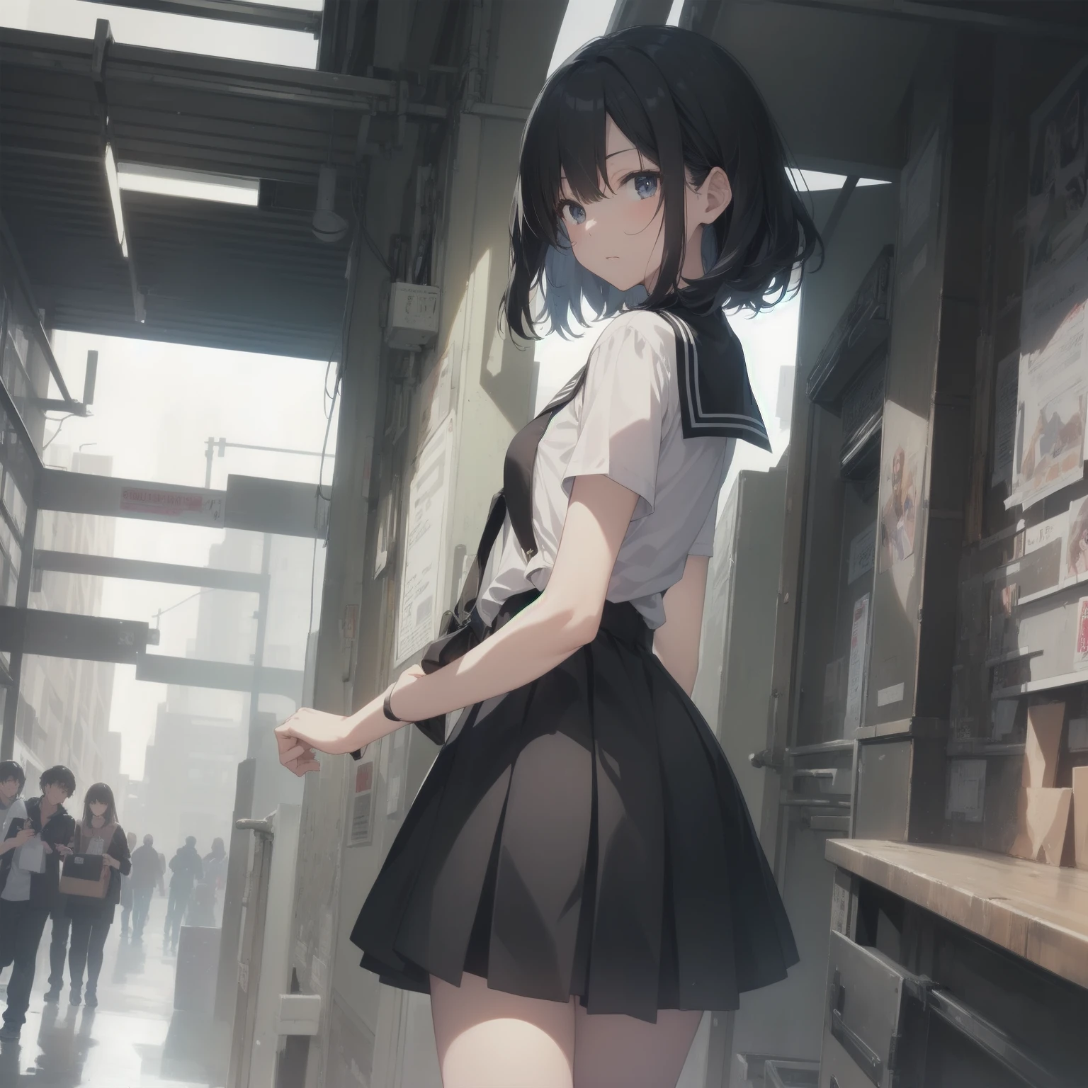 ultra-absurdres-Top quality by artist God, ultra-detailed, high resolution, anime moe artstyle, best anime 8k konachan wallpaper, pixiv contest winner, pool:2810, perfect anatomy,break, 1girl, (Please draw a girl walking sleepily to school alone. )break,(Solo,little female, 13-year-old:1.3),Full limbs, complete fingers,a junior high school student, (very short hair), short cut, flat chest, , small butt, small black eyes, beautiful detailed eyes, well-proportioned iris and pupils, expressive eyes, highres detailed hair, soft expression, salor school_uniform, sailor collar, serahuku, bow, pleated skirt,(Detailed Lighting), (Detailed background), in the School commute route. break,super detailed skin, Best cinematic lighting powered by famous artist, 8k,beauty illustration,photoshop_(medium),very aesthetic,break,((artist:saiguchi_otoufu )), artist:clamp ,artist:carnelian ,artist:kantoku ,
