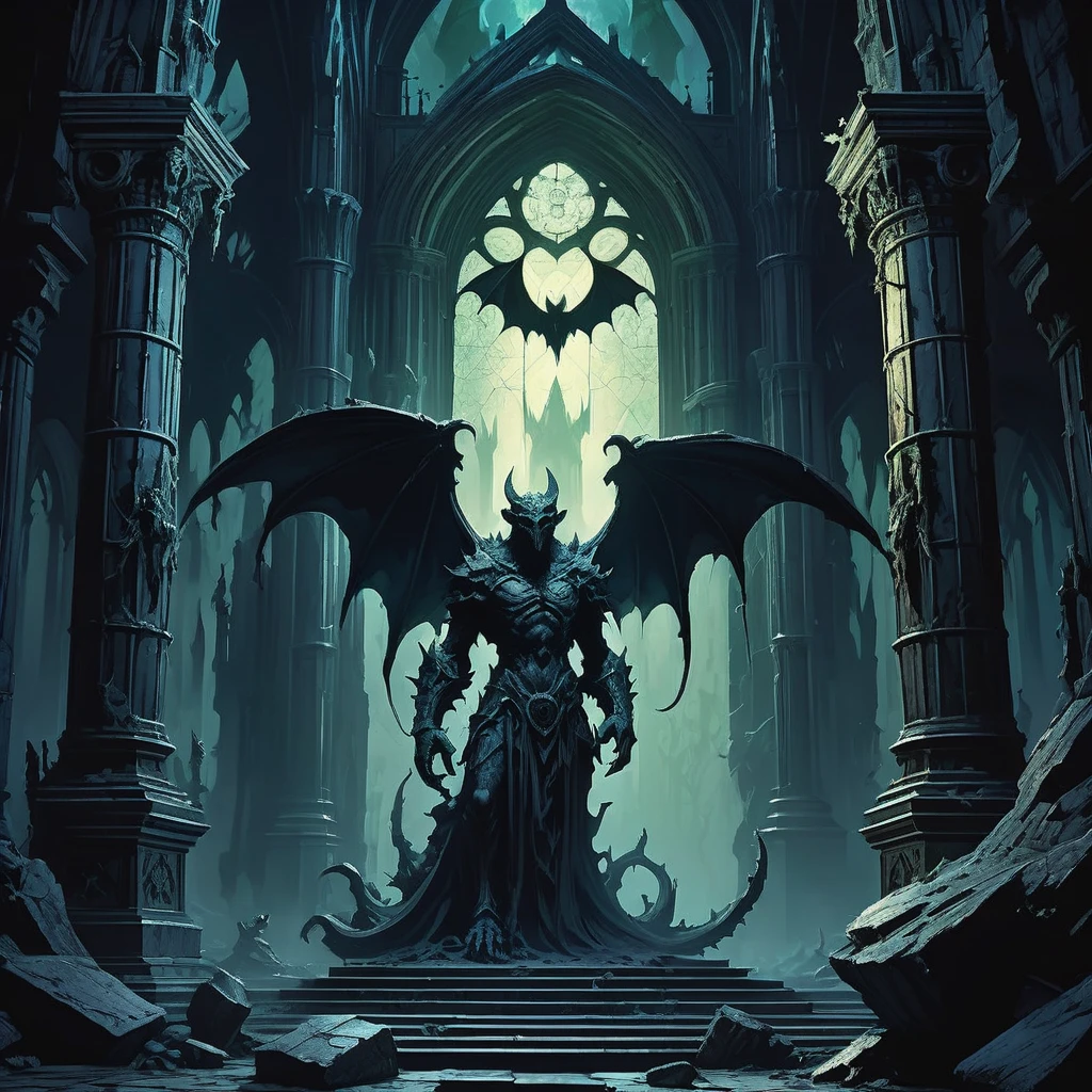 In the heart of a desolate, ruined cathedral, perched atop weathered stone, a sinister gargoyle awakens from centuries of slumber. As twilight descends over the shattered stained glass and crumbling pillars, townsfolk whisper of eerie sightings and unsettling omens. The gargoyle, once a mere statue, now stirs with a malevolent energy, casting a shadow of dread over the land. Write a tale of fear and mystery as the gargoyle's presence unleashes ancient curses, haunting echoes, and a chilling reckoning for those who dare to uncover the cathedral's darkest secrets