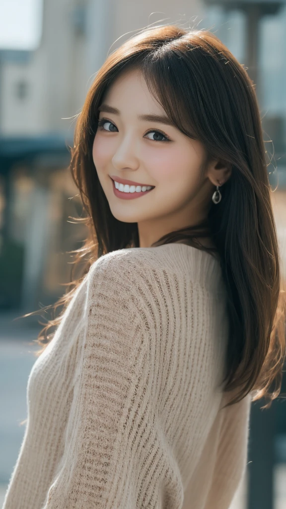 (((32k))), (((RAW Photos))), (Highest quality, detailed:1.2), (Very delicate and detailed), Ultra-high resolution, One girl, 3d, (((((Age 25, Sexy Gal, Taiwanese woman))))) ,(((Captivating smile))), 1 Girl, White skin, ((Long streight brown hair:1.4)), soft, Cute Smile, Bambi Face, Droopy eyes, Sexy lips, sleevless white summer sweater, Street Snap,