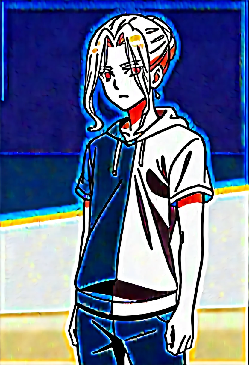 Highest quality, anime style, (otome game character), Age: 24, Height: 180, Hair Color: Black, Eye Color: brown, Clothing Style: Casual. He dresses is hoodies, t-shirts, pants. Kinda of Gen Z style. His hair is medium length. Has like bangs and a bit messy, friendly looking, 1 man, Adult male