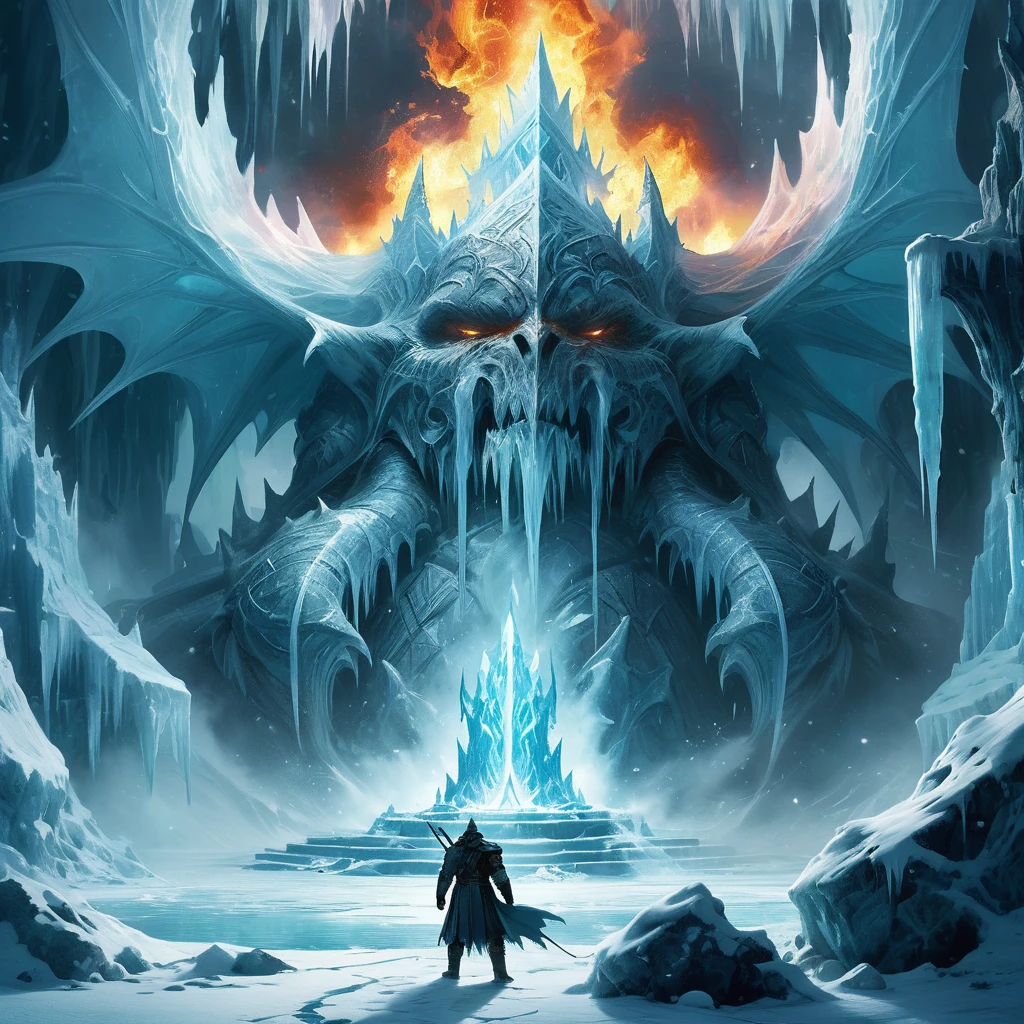 "High in the frozen peaks, amidst a temple encased in ice and shrouded in ancient magic, the Ice King awakens from centuries of slumber. As the eternal winter spreads from his domain, chilling the hearts of mortals and freezing the land in its grasp, whispers of a long-forgotten prophecy resurface. It speaks of a hero destined to challenge the Ice King's dominion, armed with a relic of fire that can thaw the coldest of hearts and melt the icy prison holding the kingdom in thrall.

Against a backdrop of swirling snowstorms and treacherous ice caverns, the hero embarks on a perilous quest. Alongside loyal companions and guided by cryptic visions, they must navigate through enchanted puzzles, confront elemental guardians, and ultimately face the Ice King himself in a battle that will determine the fate of the realm. Will the hero's courage and the power of fire be enough to break the icy curse and restore warmth and light to a land trapped in eternal winter