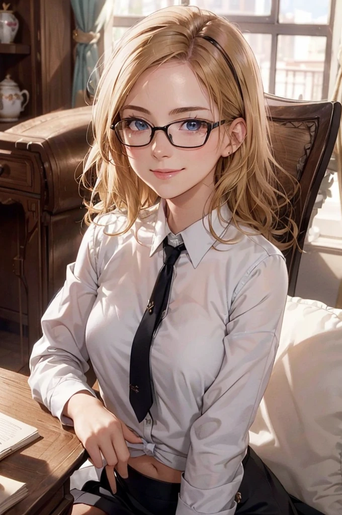 Masterpiece, 最high quality, high quality, High resolution, high quality texture, high quality shadows, High resolution, Beautiful details, Detailed CG, Detailed Texture, Realistic representation of face, Realistic, colorful, delicate, Cinematic Light, Side light, Lens flare, Ray Tracing, sharp concentrated, (1 Girl,concentrated:1.3), ( Intricate details, compensate, PureErosFaceV1:0.5), (細部まで美しいdelicateな顔, 緻密で美しいdelicateな瞳, Perfect Facial Proportions, Dense skin, Optimal ratio of four fingers to one thumb,Unified 8k wallpaper, Arms under chest, Modest chest, Wide Hips, Smooth upper abdomen, 30 years old, blue eyes, glasses,cabin attendant uniform,white blouse,tight fitting black skirt,black stockings, excellent secretary ,working as a secretary, wooden desk, wooden chair, house wife, the gaze of true love, lips of temptation, A look full of compassion ,a smile full of love, i love you, Acting lovey-dovey, air fortress hair, blonde hair, I love you so much I'm crazy,i love you