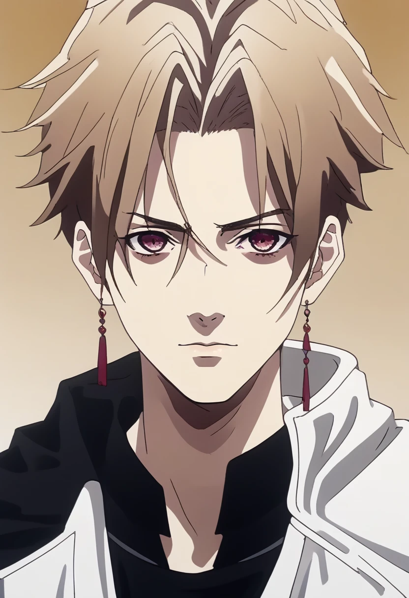 Highest quality, anime style, (otome game character), Age: 24, Height: 180, Hair Color: Black, Eye Color: brown, Clothing Style: Casual. He dresses is hoodies, t-shirts, pants. Kinda of Gen Z style. His hair is medium length. Has like bangs and a bit messy, friendly looking, 1 man, Adult male