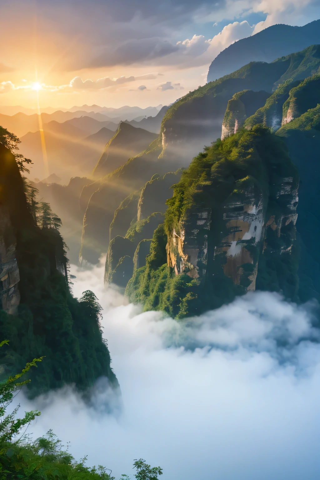 There is a small red building on the top of the mountain., Written by Zheng Jiashui, Chinese landscape, Written by Yuan Jiang, Amazing Landscape Images, Zhangjiajie in the early morning, Bangs Su Su, Raymond Han, Breathtakingly beautiful mountains々, By Xia Yong, Floating Mountain, Very beautiful, Zhangjiajie National Forest Park