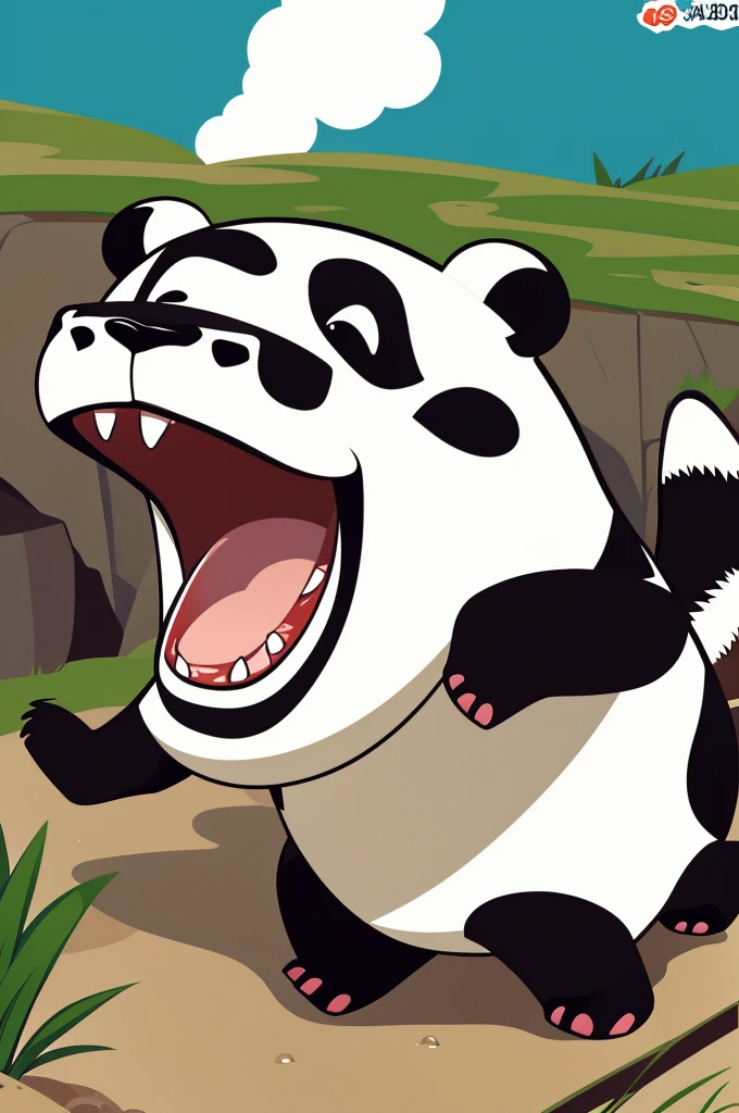 Illustration of a ferocious panda with its mouth open