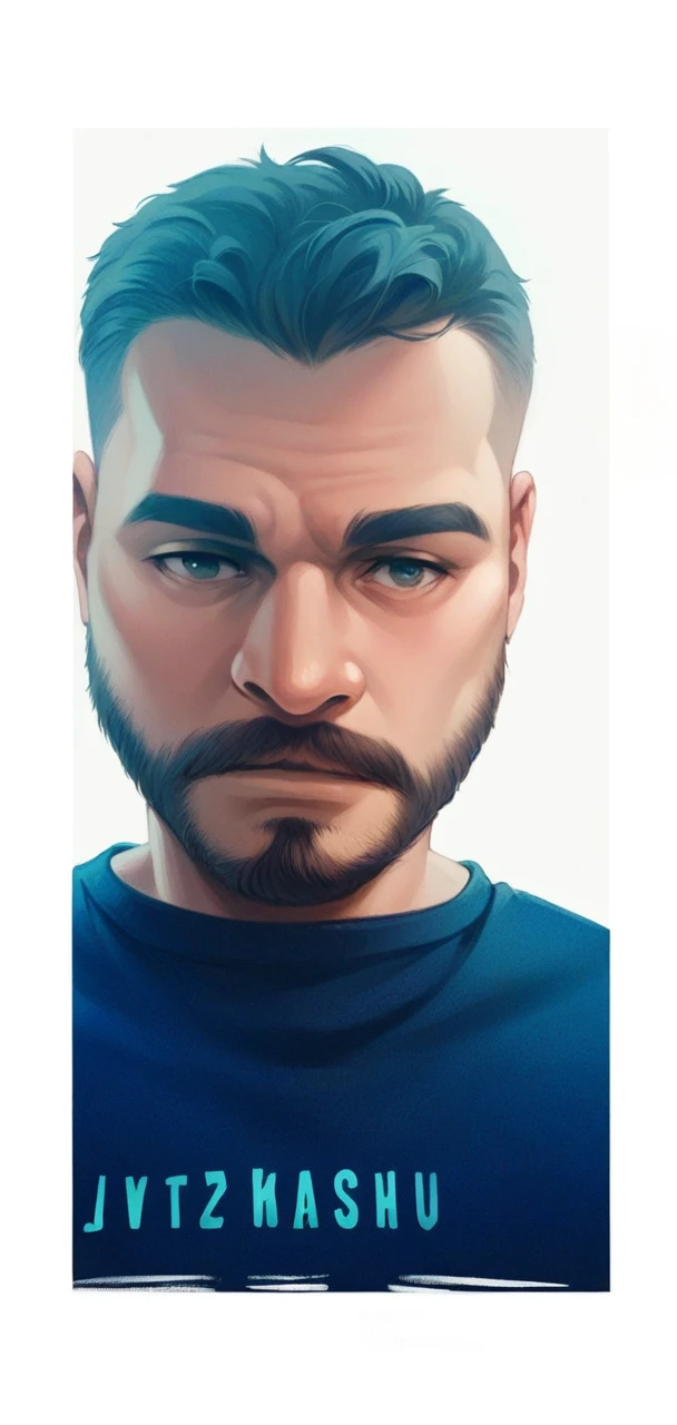 Make it handsome qith big hair and beard and realistic 