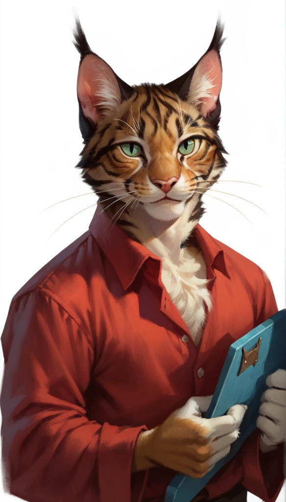 score_9, score_8_up, score_7_up, (clear simple background, white background, papyrus background),
((tabaxi), anthro, solo, male, (portrait, smiling), (focus), (holding, bard), ((wearing bard outfit)), (cat fur)), beautiful