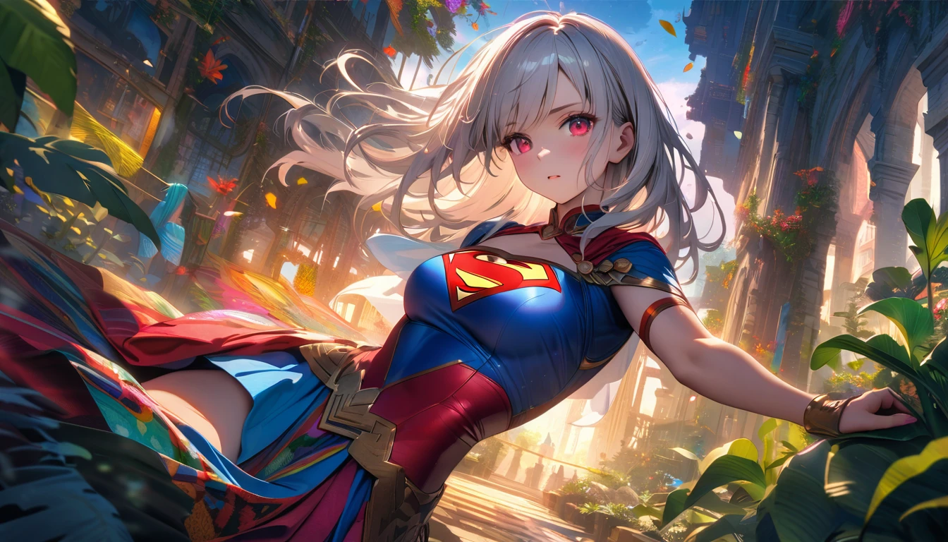 Incredible Supergirl with a colorful Brazilian dress, lovely, detailled eyes, Exotic features, long wallendes Haar, and a self-confident attitude. The dress is made of shimmering silk fabric with elaborate embroidery and colorful patterns, Presentation of the rich culture of Brazil. The dress fits perfectly, Accentuates her graceful curves and adds a touch of elegance to her superhero identity. The scene takes place in a lush garden full of tropical flowers and bright foliage. Sunlight falls through the leaves, casts a warm glow on the surroundings. The colors are vibrant and bright, reflects the energy and vibrancy of Brazil. The composition is dynamic, capture the strength and determination of Supergirl. The image is of the highest quality, with ultra-detailed display and sharp focus. The artwork resembles a realistic combination of digital illustration and photography, The line between fantasy and reality blurs. The overall tone is lively and energetic, reflects the spirit of adventure and excitement, who embodies Supergirl.
(night:1.2),Dreamy, [[gentle fingers and hands:0.55]::0.85],(detailed fingers),),(emotional),(breathtaking),(main part:1.2) whole body.), (Anime Style), (Super Detailed), (brutal), (uhd, HDR), (8K), (High Resolution: 1.2), (Complex and Beautiful: 1.2), (Dramatic Lighting: 1.2) , (staring at the viewer), lora:add_detail:1, female necromancer, flowing white hair, detailed red eyes, skelet, Tomohiko Ito style