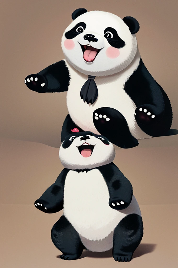 Realistic illustration of a panda with its mouth open
