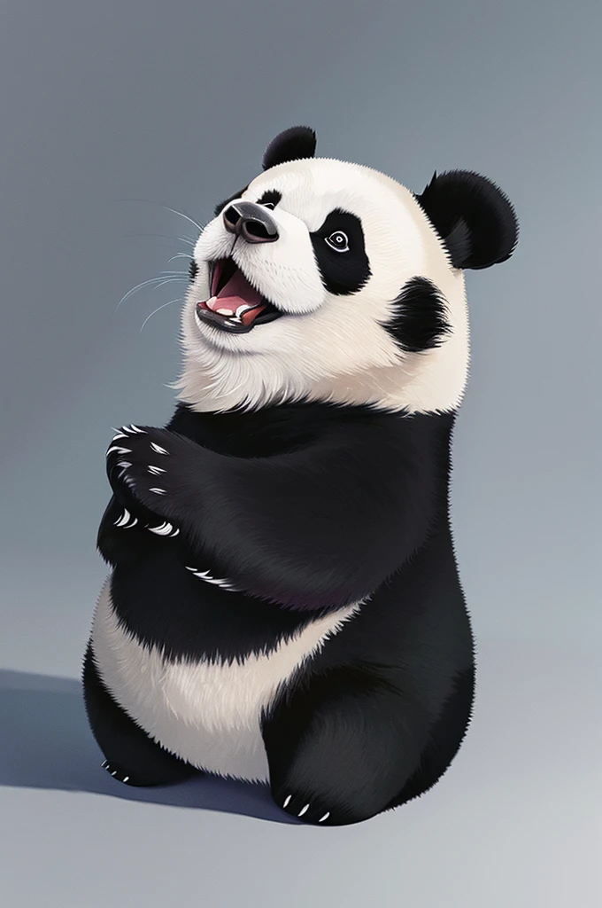 Realistic illustration of a panda with its mouth open