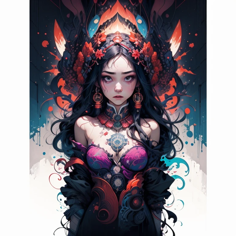 official art, unity 8k wallpaper, ultra detailed, beautiful and aesthetic, masterpiece, best quality, (zentangle, mandala, tangle, entangle), (fractal art:1.3) , 1girl, extremely detailed, dynamic angle, cowboyshot, the most beautiful form of chaos, elegant, a brutalist designed, vivid colours, romanticism, by james jean, roby dwi antono, ross tran, francis bacon, michal mraz, adrian ghenie, petra cortright, gerhard richter, takato yamamoto, ashley wood, atmospheric, ecstasy of musical notes, streaming musical notes visible