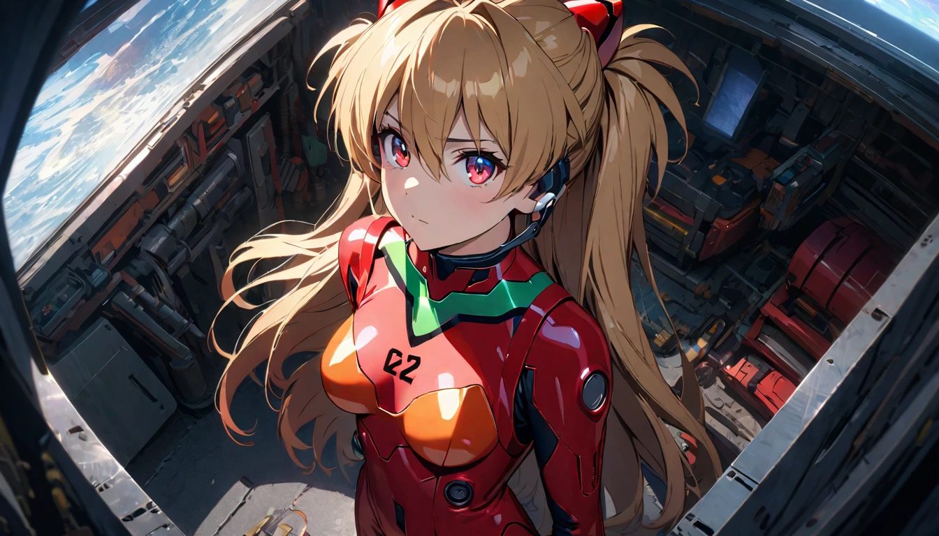 (view from above),dynamic angle,ultra detailed, illustration, close-up, Right on, 1 girl, 
 ((Suryu Asuka Langley, headset interface, red bodysuit:1.4, blonde)),Her eyes shone like Dreamy stars,(Brilliant eyes:1.233),(Beautiful and detailed eyes:1.1),(inexpressive,closed mouth),(standing), 
(Mechanical room with tools and spaceship window in white SPACESHIP),
(night:1.2),Dreamy, [[gentle fingers and hands:0.55]::0.85],(detailed fingers),),(emotional),(breathtaking),(main part:1.2) whole body.), (Anime Style), (Super Detailed), (brutal), (uhd, HDR), (8K), (High Resolution: 1.2), (Complex and Beautiful: 1.2), (Dramatic Lighting: 1.2) , (staring at the viewer), lora:add_detail:1, female necromancer, flowing white hair, detailed red eyes, skelet, Tomohiko Ito style