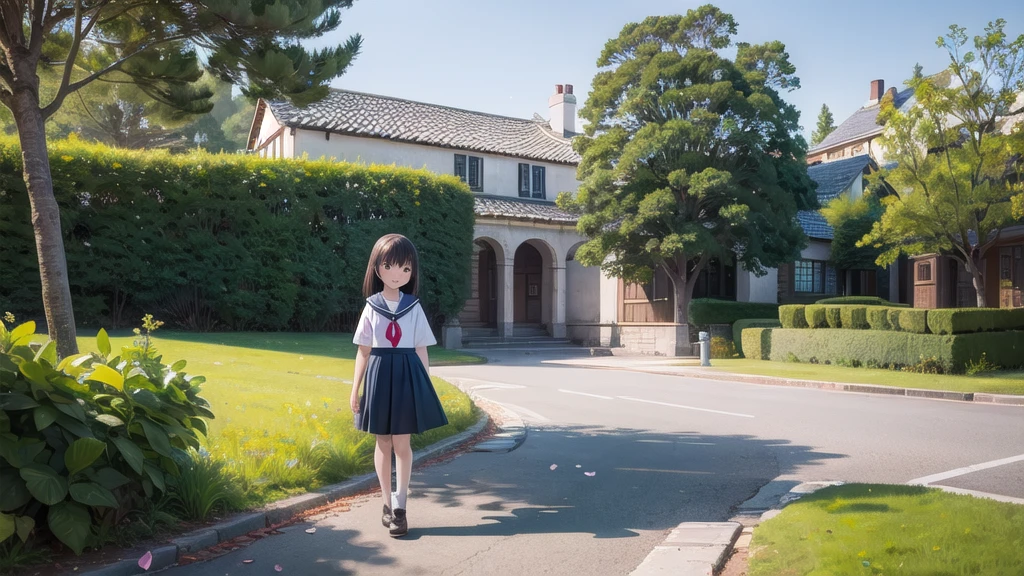 masterpiece, best quality, (realistic), (12 years old child:1.15), <lora:animeRv1:0.6>, animeR, real world location, school uniform, 1girl, school yard, evening, detailed face, cowboy shot
