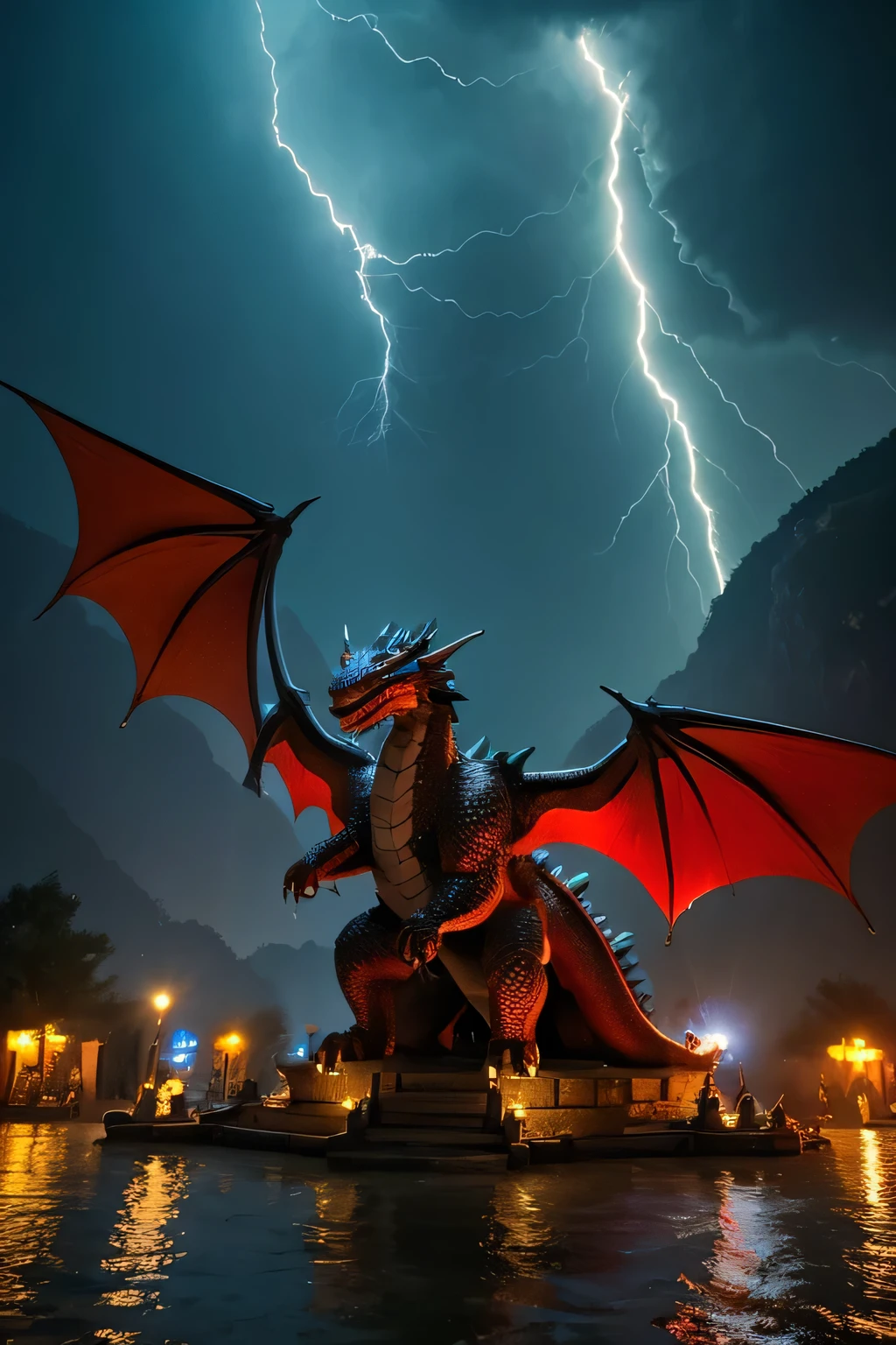 Dragon，night，thunder，Highest quality，China