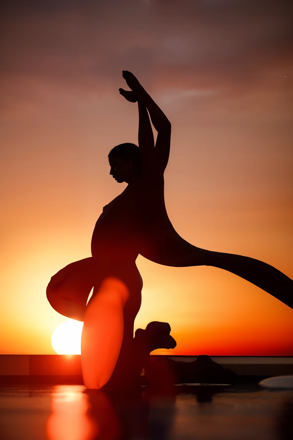 Levitating black  woman naked from  profil