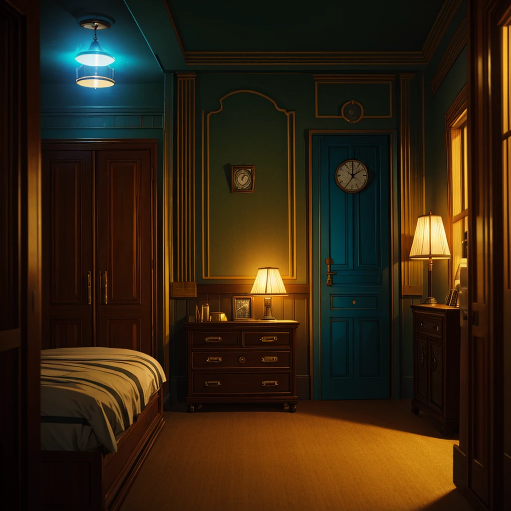 1970s, room full of clocks, cinematic action, masterpiece, super detail, textured skin, atmospheric perspective,